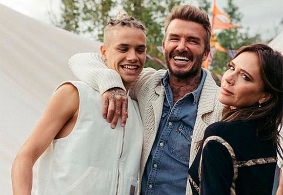 Romeo, David y Victoria Beckham
