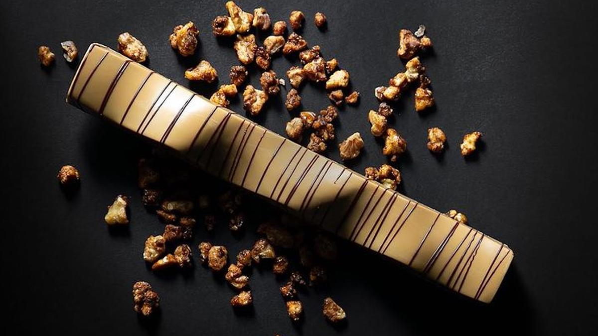 Turrón de chocolate Dulcey y praliné de avellanas Pastelería Goidi