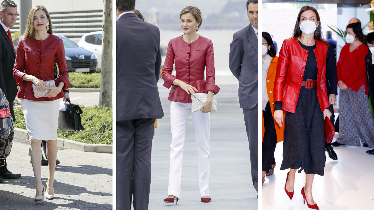 letizia chaqueta cuero roja