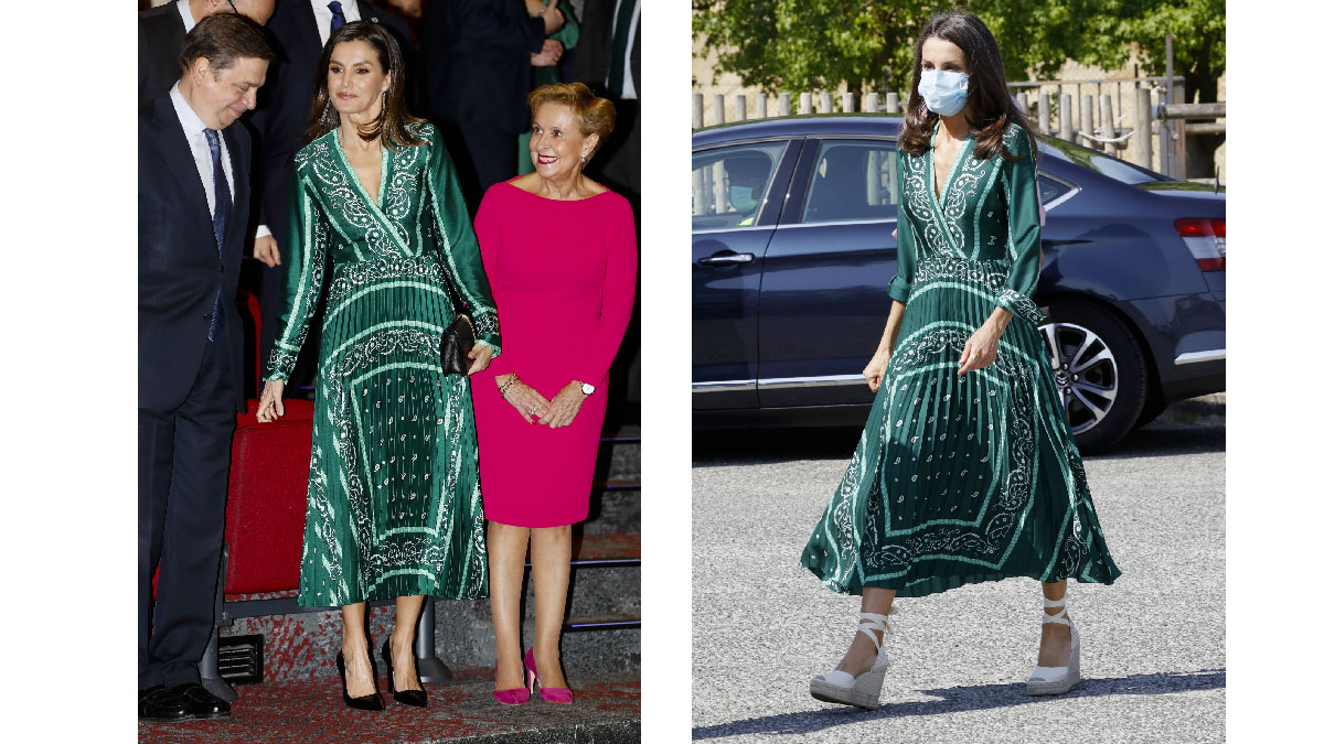 letizia vestido verde sandro paris