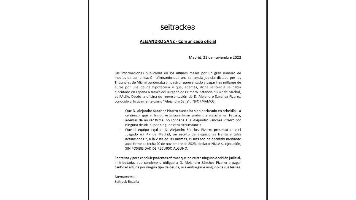 comunicado alejandro sanz