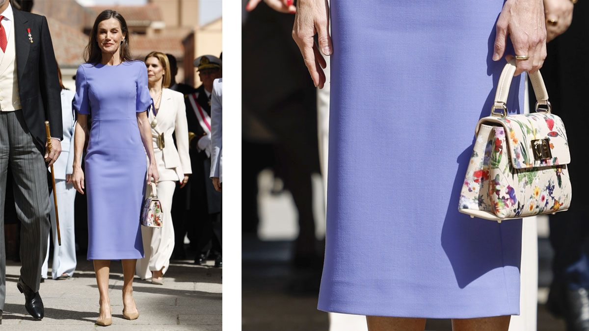 letizia vestido morado bolso furla